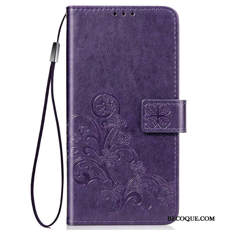 Huawei Nova 5t Coque De Téléphone Étui En Cuir Incassable Clamshell Violet Protection