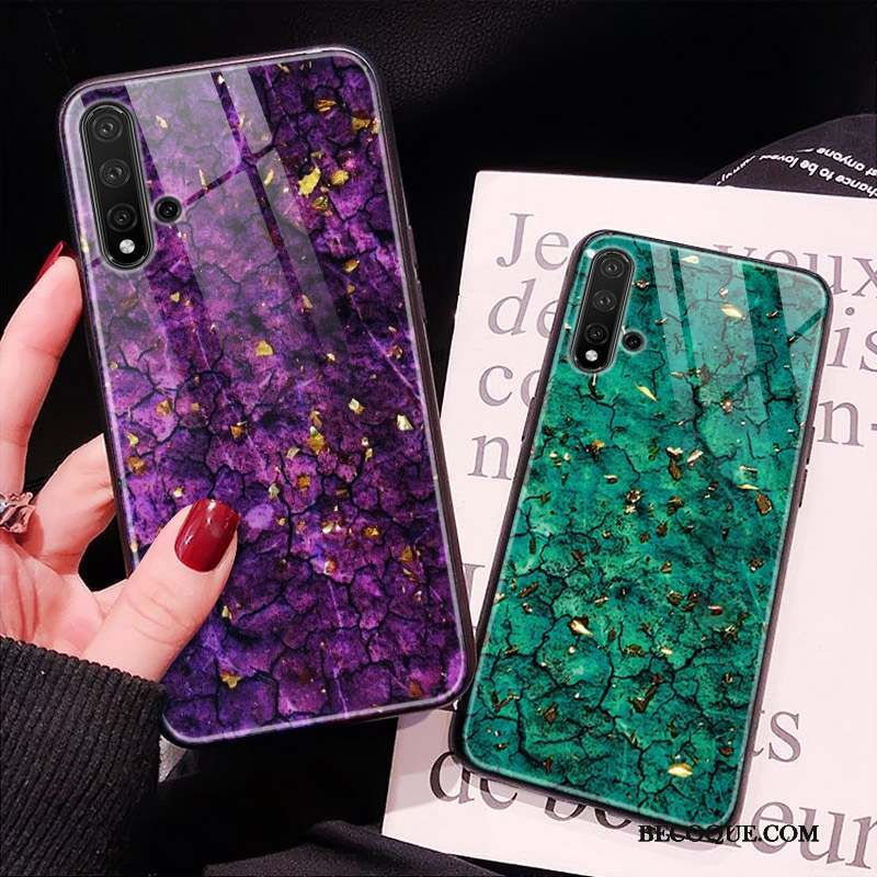 Huawei Nova 5t Étui Personnalité Coque De Téléphone Violet Verre Protection