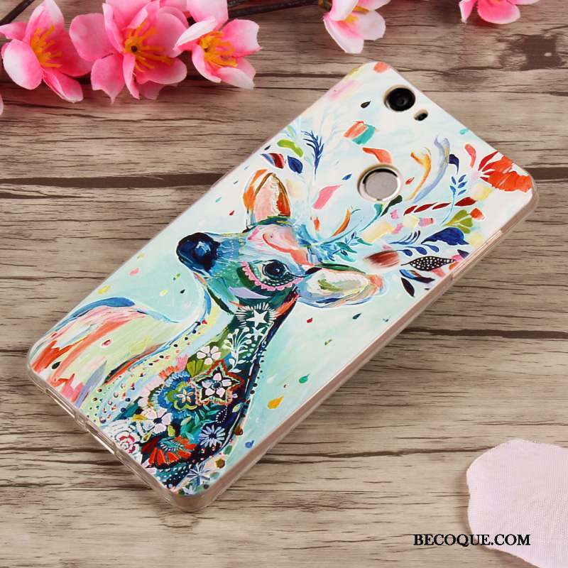 Huawei Nova Gaufrage Dessin Animé Étui Bleu Clair Fluide Doux Coque De Téléphone