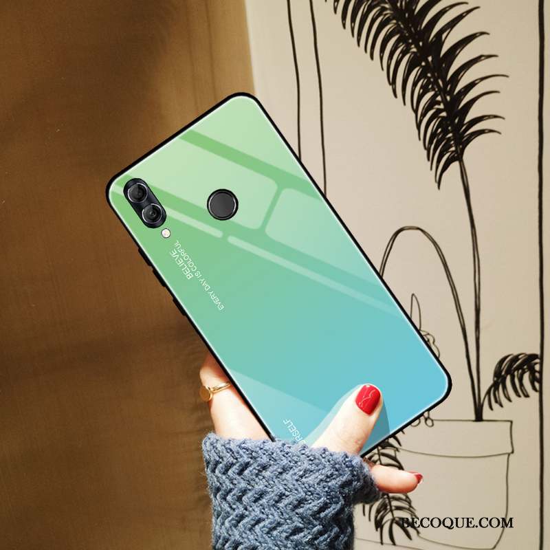 Huawei P Smart 2019 Coque Bleu Étui Verre Trempé Protection Dégradé De Couleur Incassable