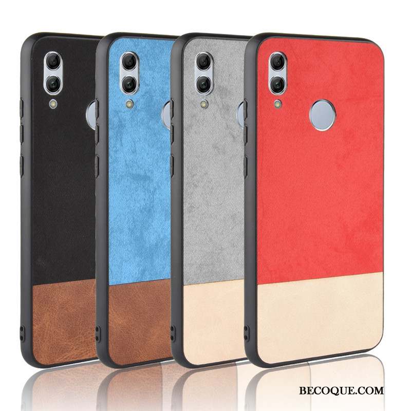 Huawei P Smart 2019 Coque En Denim Tout Compris Modèle Fleurie Bleu Protection Cuir