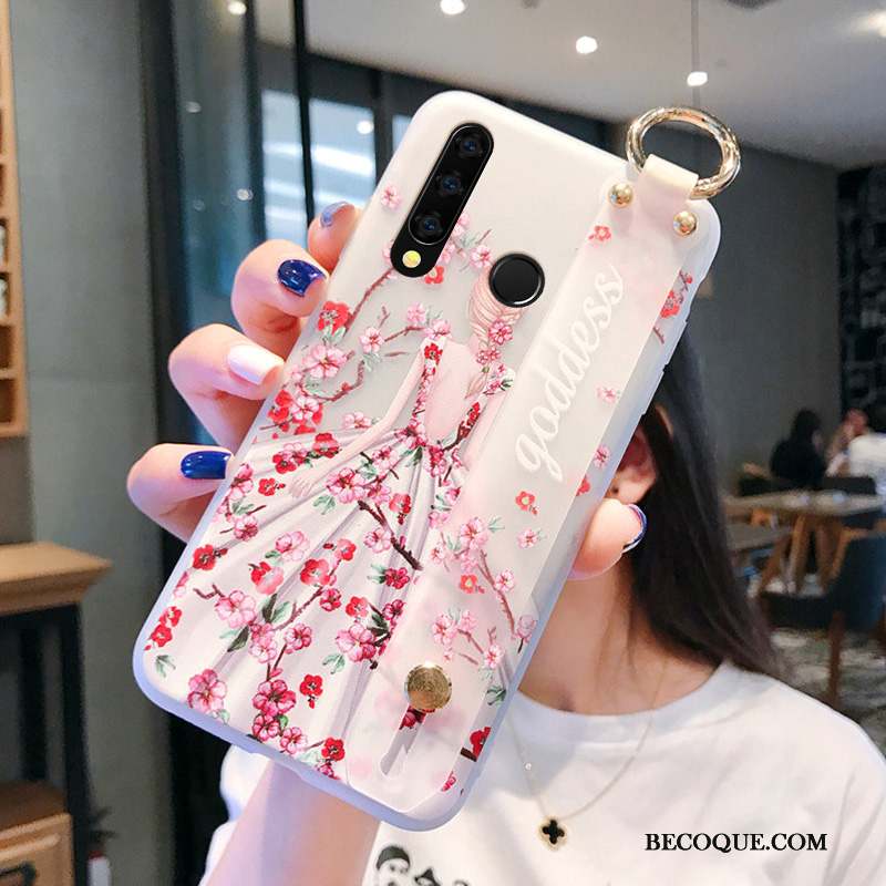 Huawei P Smart+ 2019 Coque Fleur De Pêche Protection Créatif Tempérer Membrane Tout Compris