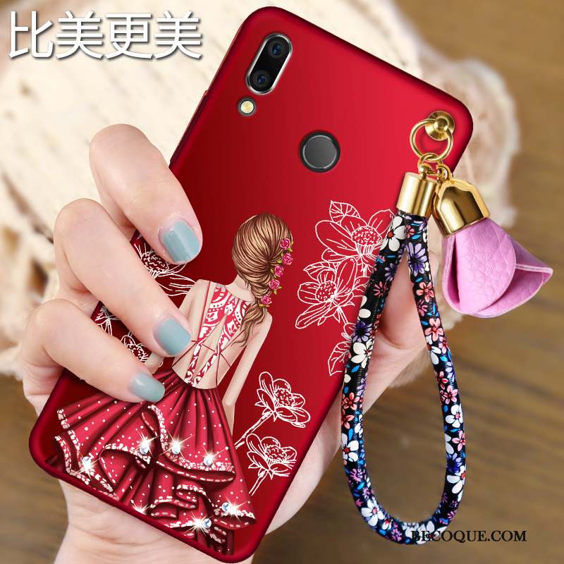 Huawei P Smart 2019 Coque Incassable Tendance Silicone Jeunesse Téléphone Portable Rouge