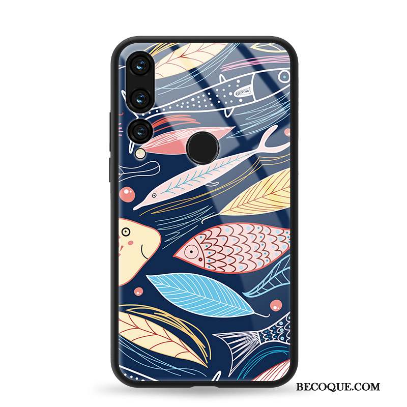 Huawei P Smart+ 2019 Coque Marque De Tendance Fluide Doux Tout Compris Art Plume Silicone