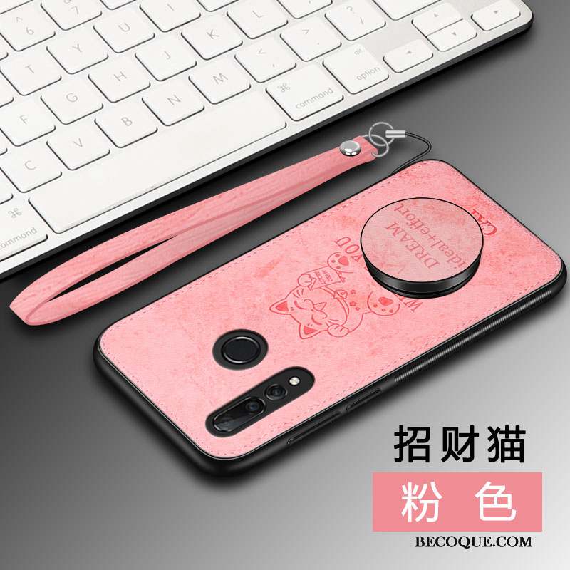 Huawei P Smart+ 2019 Coque Rose Silicone Chat Étui Membrane Protection