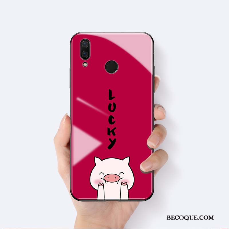 Huawei P Smart+ 2019 Coque Silicone Très Mince Personnalité Tout Compris Rouge Verre
