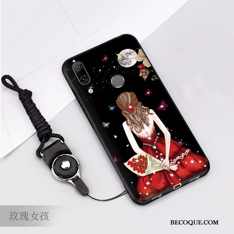 Huawei P Smart 2019 Dessin Animé Noir Tendance Tout Compris Coque Fluide Doux