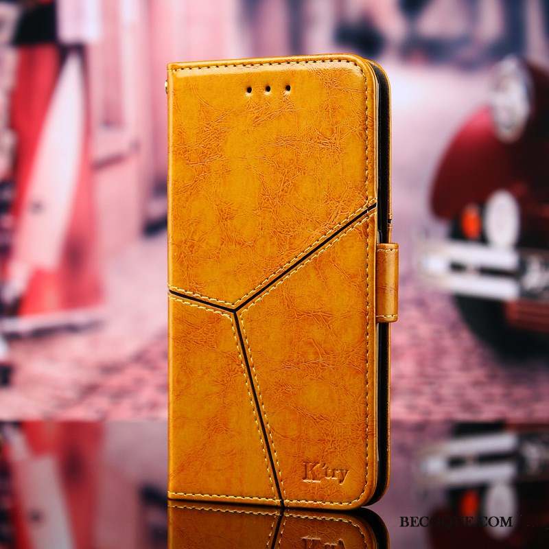 Huawei P Smart 2019 Mode Une Agrafe Étui En Cuir Coque De Téléphone Jaune Support