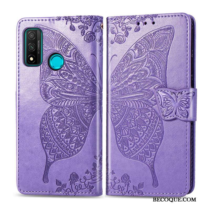 Huawei P Smart 2020 Coque Étui Ornements Suspendus Charmant Étui En Cuir Similicuir Fleur