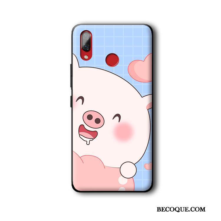 Huawei P Smart+ Amoureux Mignonne Étui Gaufrage Coque De Téléphone Bleu