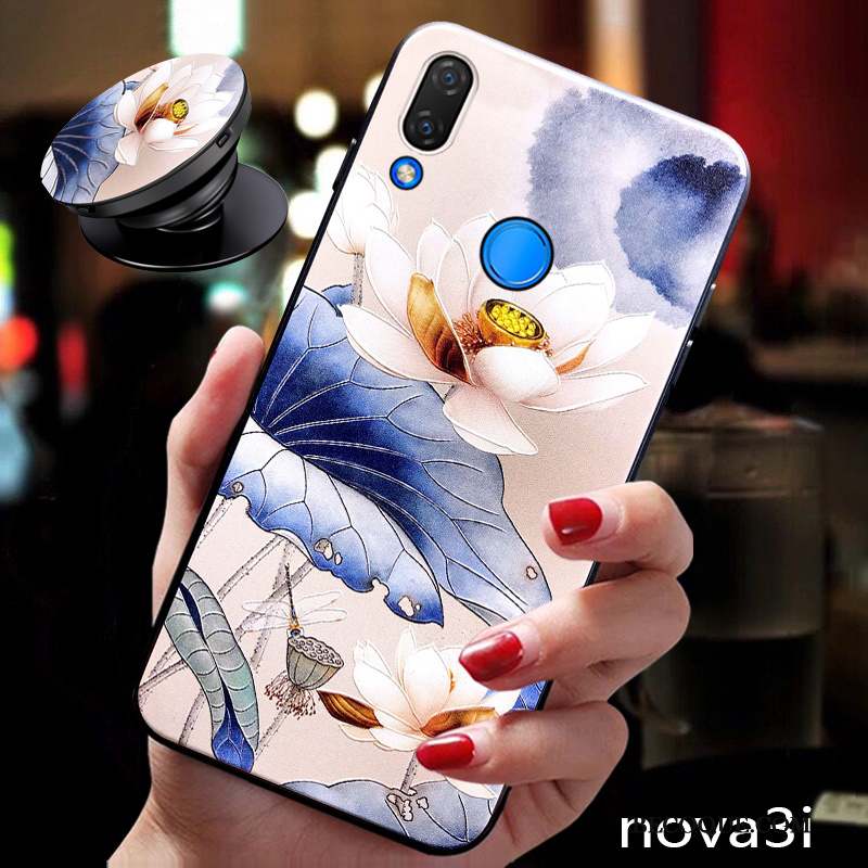 Huawei P Smart+ Coque Silicone Protection Personnalité Support Vintage Tout Compris