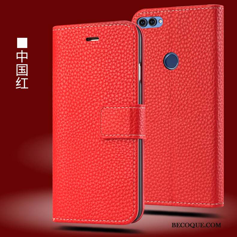 Huawei P Smart Coque Tout Compris Étui En Cuir Housse Incassable Protection Rouge