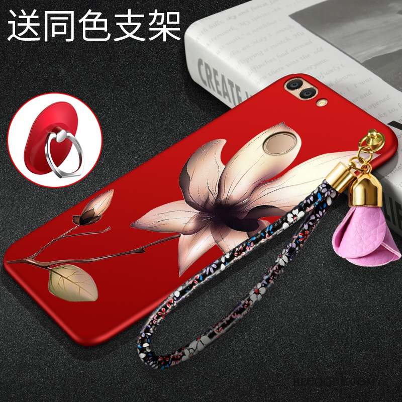 Huawei P Smart Délavé En Daim Incassable Fluide Doux Étui Coque De Téléphone Rouge