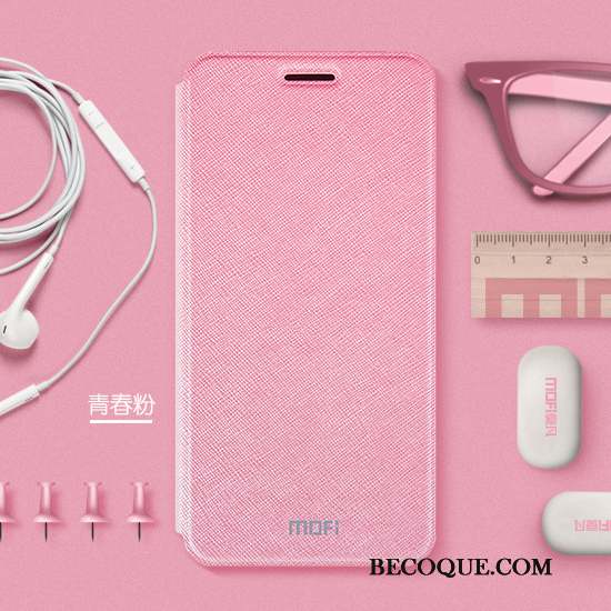 Huawei P Smart Housse Protection Étui En Cuir Rose Coque De Téléphone Silicone