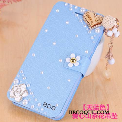 Huawei P Smart+ Protection Strass Coque Bleu Étui En Cuir De Téléphone