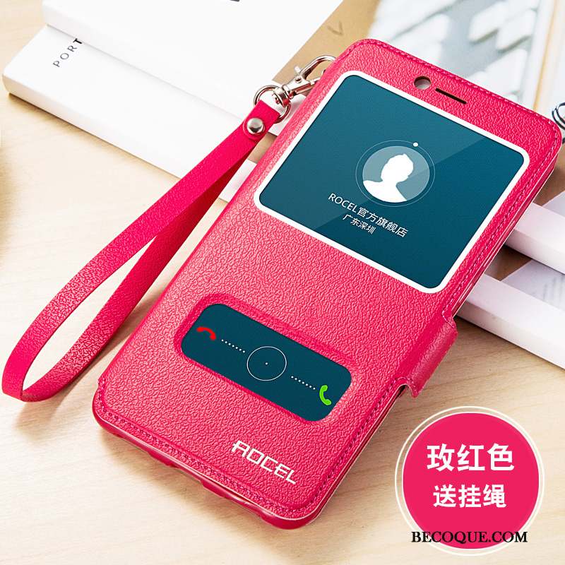 Huawei P Smart Rouge Coque De Téléphone Étui En Cuir Silicone Protection Clamshell