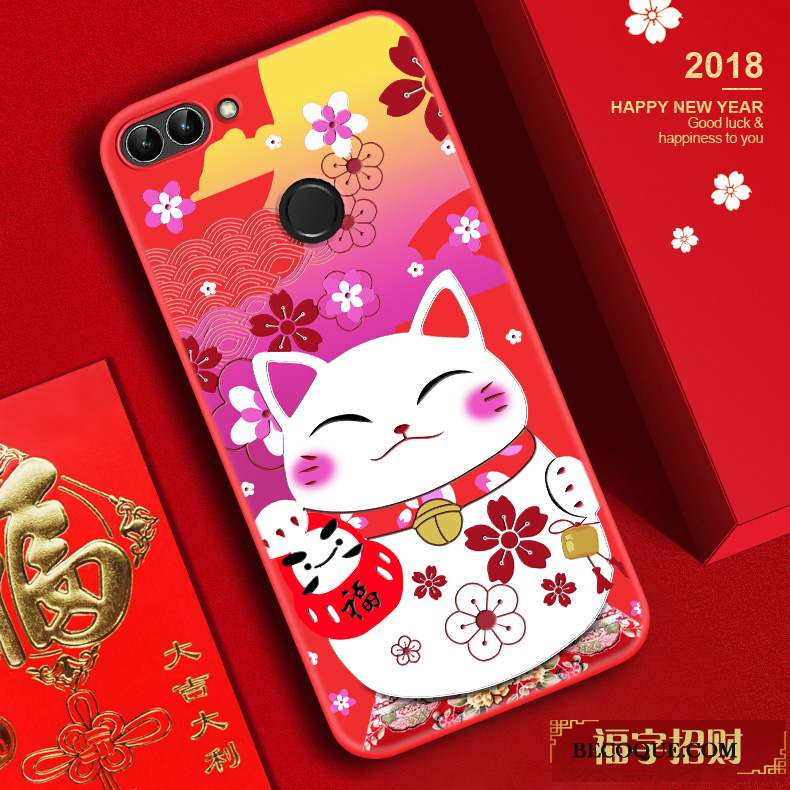 Huawei P Smart Tendance Fluide Doux Coque De Téléphone Rouge Silicone Chat