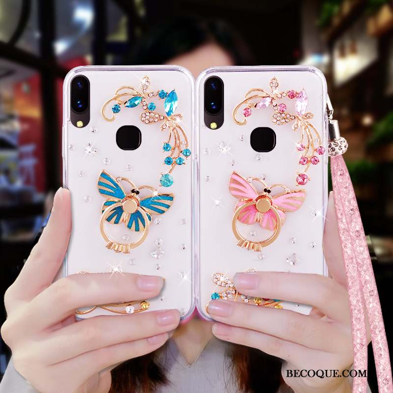 Huawei P Smart+ Transparent Étui Fluide Doux Coque De Téléphone Support Strass