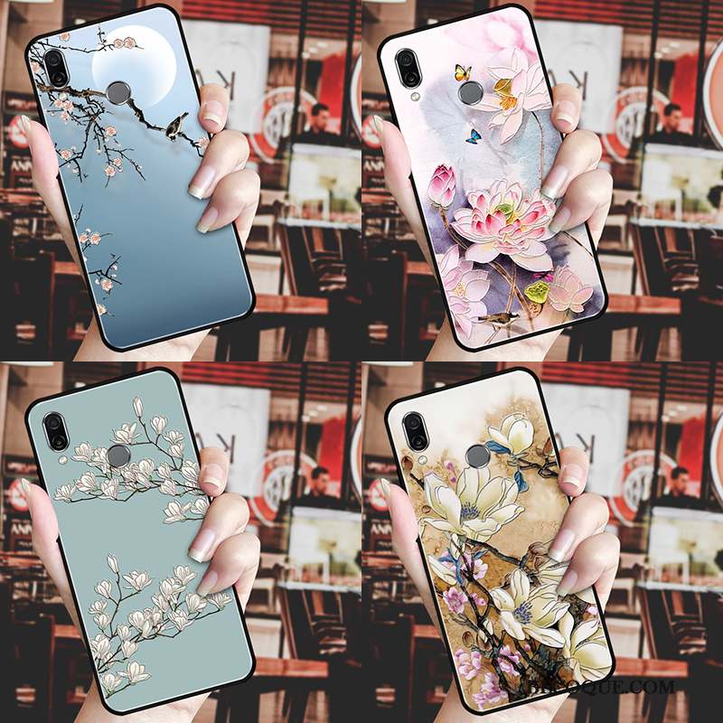 Huawei P Smart Z Coque De Téléphone Gaufrage Étui Vintage Ornements Suspendus Fleur