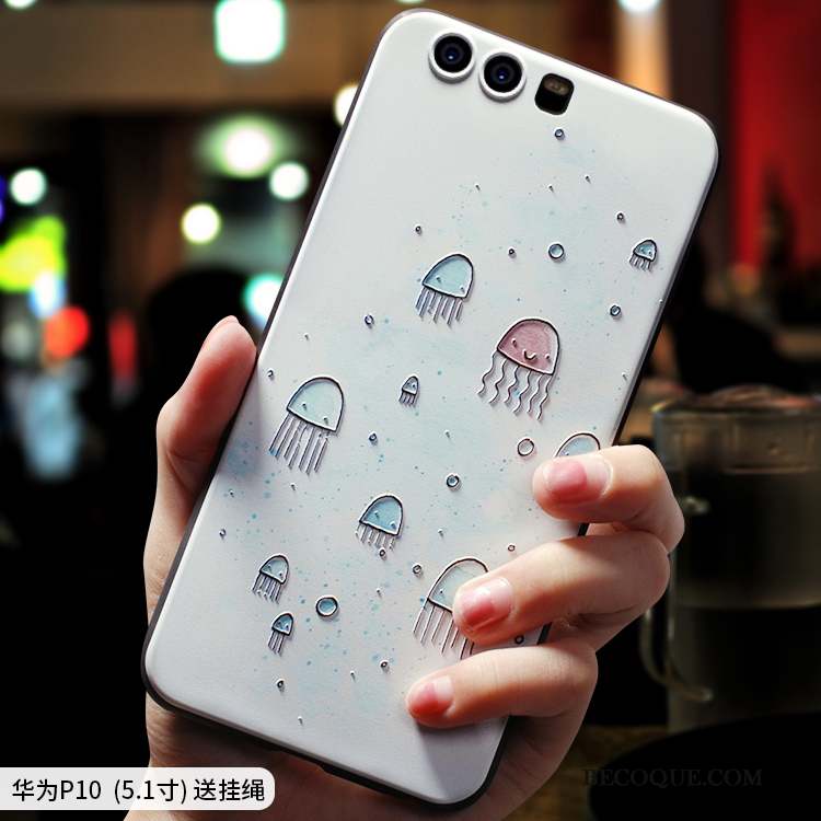 Huawei P10 Coque De Téléphone Blanc Fluide Doux Silicone Art Simple