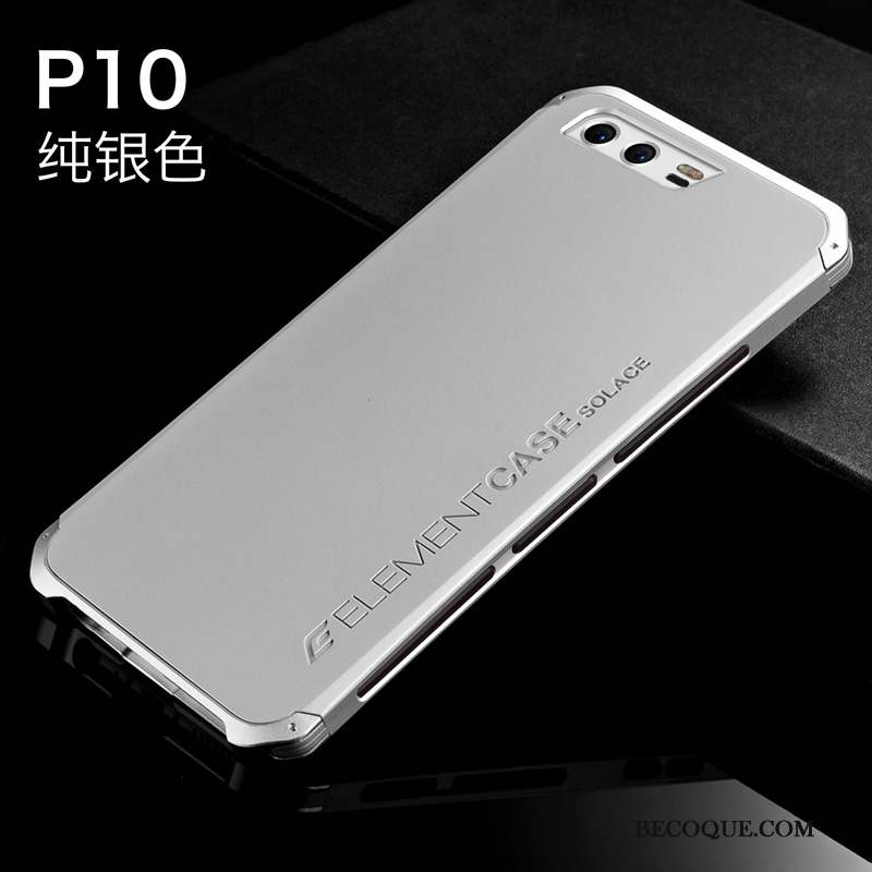 Huawei P10 Coque De Téléphone Métal Protection Incassable Silicone Argent