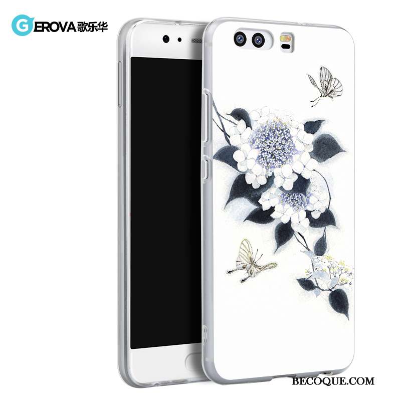 Huawei P10 Coque Personnalité Incassable Blanc Créatif Gaufrage Fluide Doux