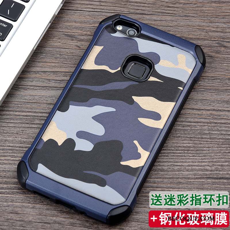 Huawei P10 Lite Camouflage Silicone Bleu Fluide Doux Incassable Coque De Téléphone