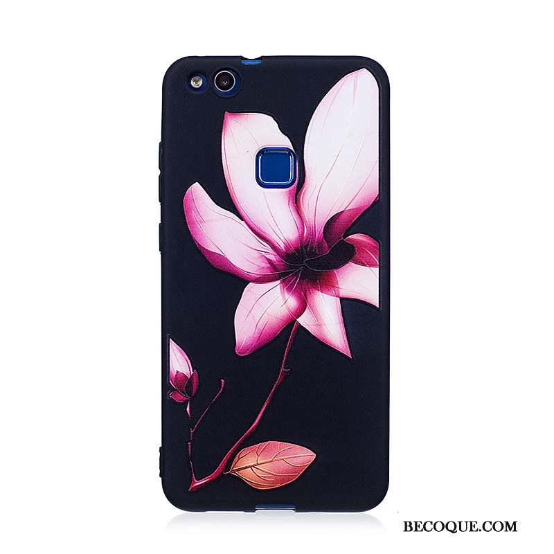 Huawei P10 Lite Coque Gaufrage Protection Tendance Étui Peinture Noir