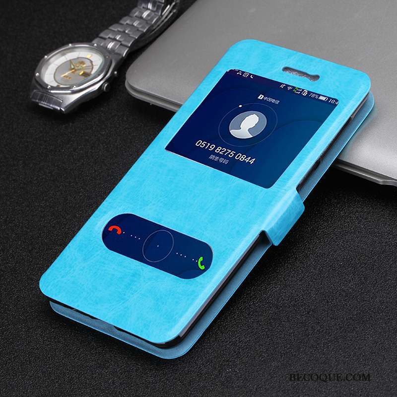 Huawei P10 Lite Étui En Cuir Protection Housse Tendance Coque De Téléphone Bleu Clair