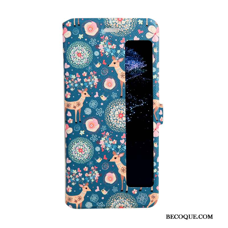 Huawei P10 Plus Coque Housse Protection Dessin Animé Étui Peinture Ouvrir La Fenêtre