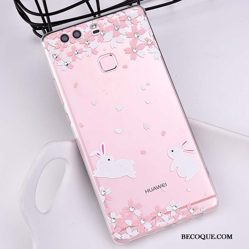 Huawei P10 Plus Coque Rose Fluide Doux Incassable Ornements Suspendus Silicone Tout Compris