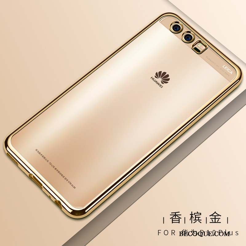 Huawei P10 Plus Coque Silicone Or Très Mince Fluide Doux Étui Transparent