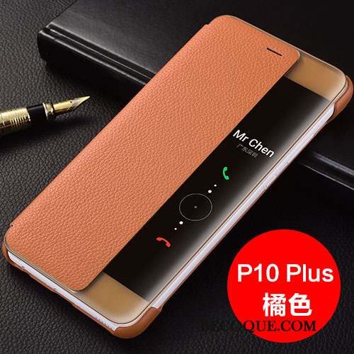 Huawei P10 Plus Cuir Véritable Housse Étui En Cuir Protection Marron Coque De Téléphone