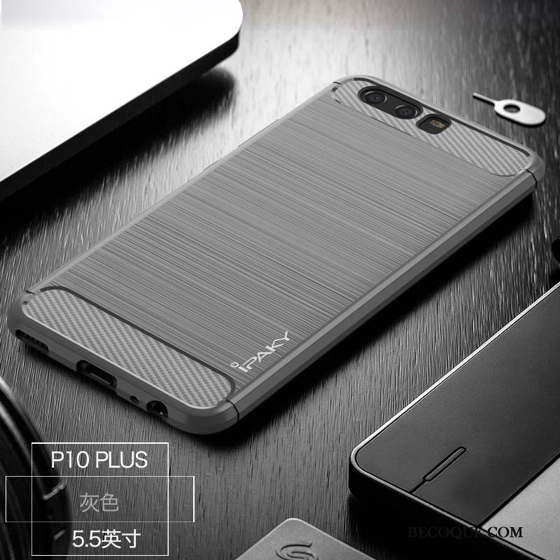 Huawei P10 Plus Délavé En Daim Protection Tout Compris Silicone Gris Coque De Téléphone