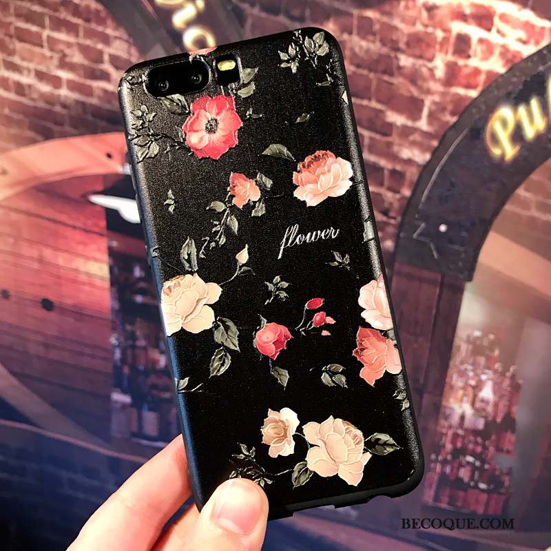 Huawei P10 Plus Personnalité Dessin Animé Noir Fluide Doux Coque De Téléphone Étui