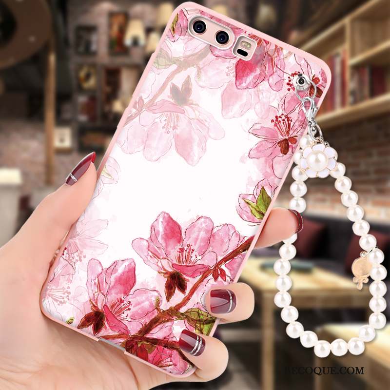 Huawei P10 Protection Fluide Doux Ornements Suspendus Rose Coque De Téléphone Incassable