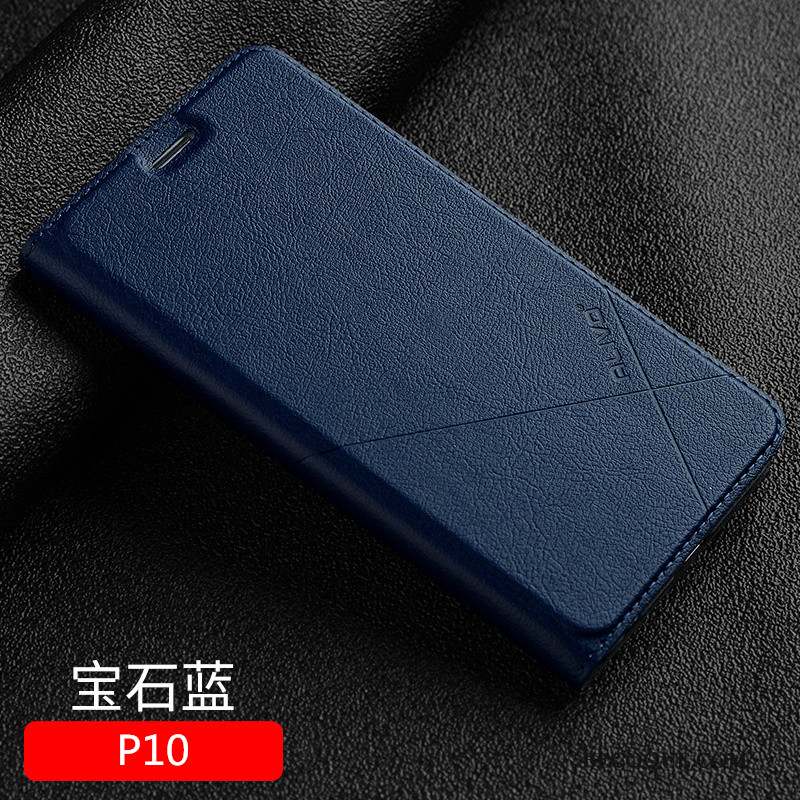 Huawei P10 Étui En Cuir Protection Coque De Téléphone Clamshell Incassable Bleu