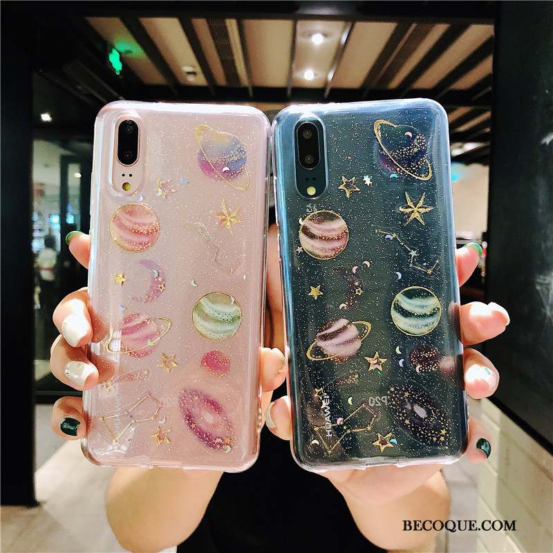 Huawei P20 Coque Transparent Silicone Ciel Étoilé Personnalité Protection Étui