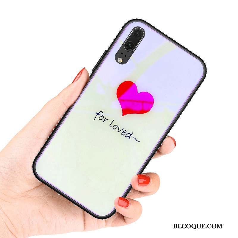 Huawei P20 Incassable Tout Compris Strass Coque De Téléphone Blanc Tendance