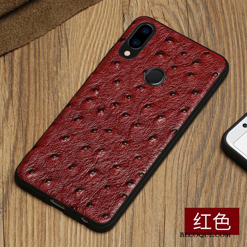 Huawei P20 Lite Coque Étui En Cuir Téléphone Portable Rouge Cuir Véritable Protection