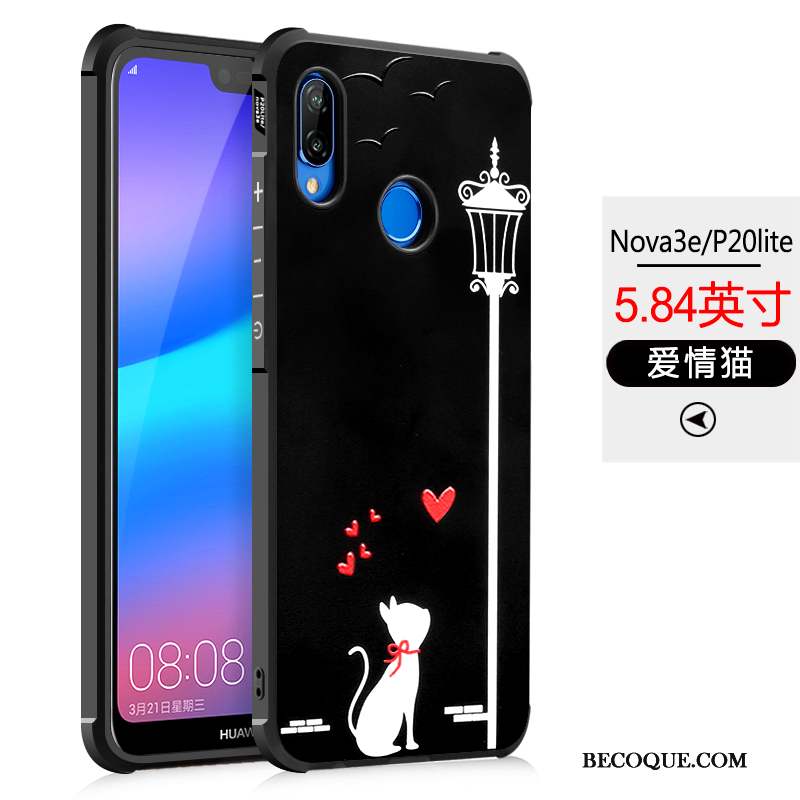 Huawei P20 Lite Coque Étui Protection Peinture Incassable Fluide Doux Noir