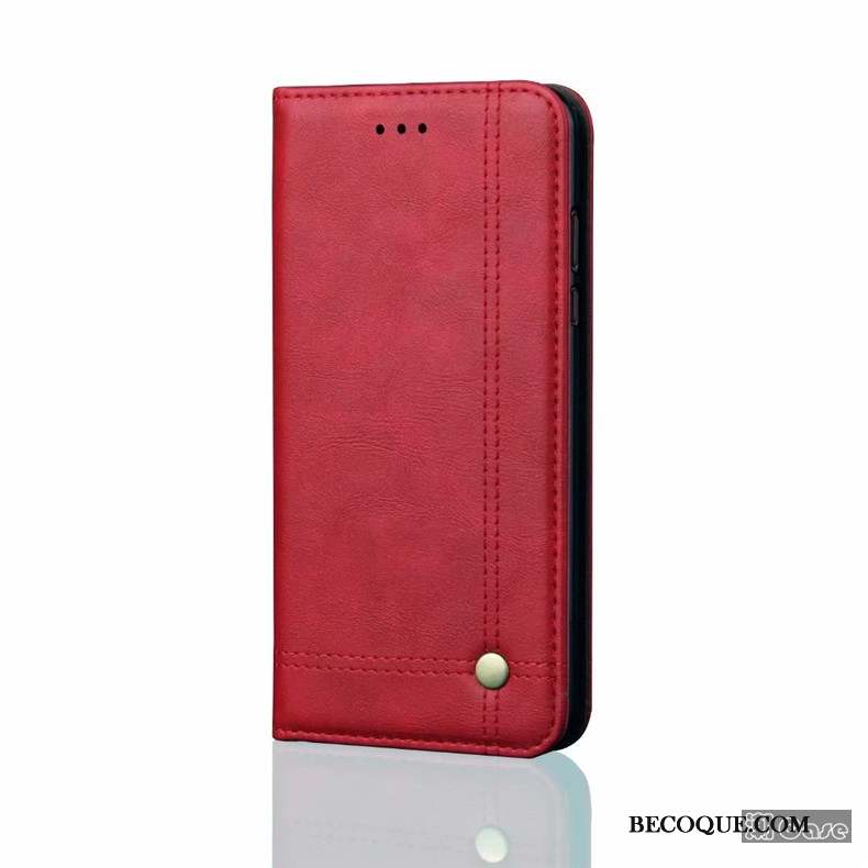 Huawei P20 Pro Coque Incassable Rouge Housse Étui En Cuir Protection Carte