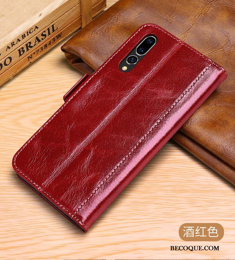 Huawei P20 Pro Housse Étui En Cuir Coque De Téléphone Incassable Tout Compris Cuir Véritable