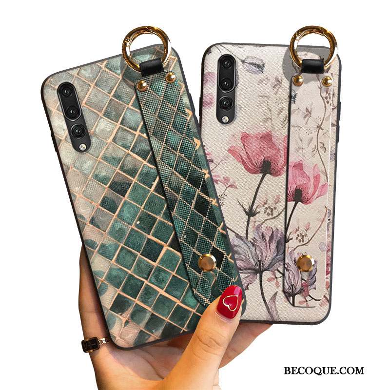 Huawei P20 Pro Modèle Fleurie Silicone Coque De Téléphone Support Dessin Animé Tissu