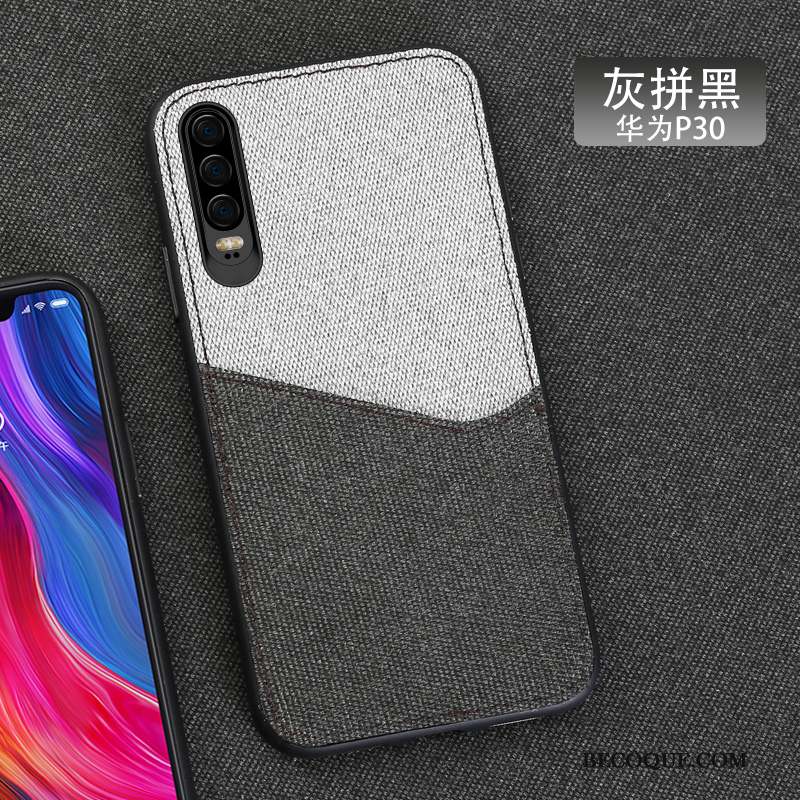 Huawei P30 Antidérapant Élégant Luxe Coque De Téléphone Étui Tissu