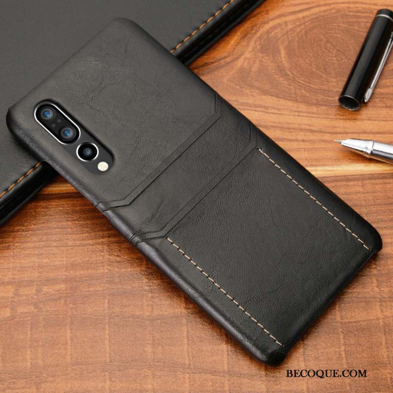 Huawei P30 Business Incassable Noir Tendance Étui En Cuir Coque De Téléphone