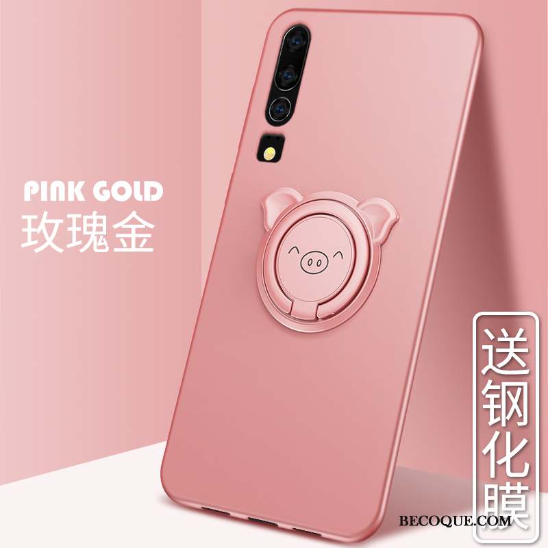 Huawei P30 Coque Fluide Doux Tout Compris Protection Rose À Bord Délavé En Daim