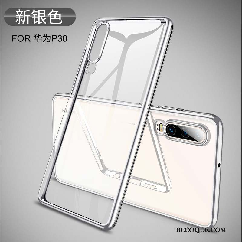 Huawei P30 Coque Incassable Transparent Verre Blanc Très Mince Étui