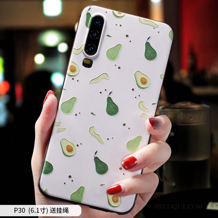 Huawei P30 Coque Silicone Marque De Tendance Délavé En Daim Net Rouge Très Mince Étui