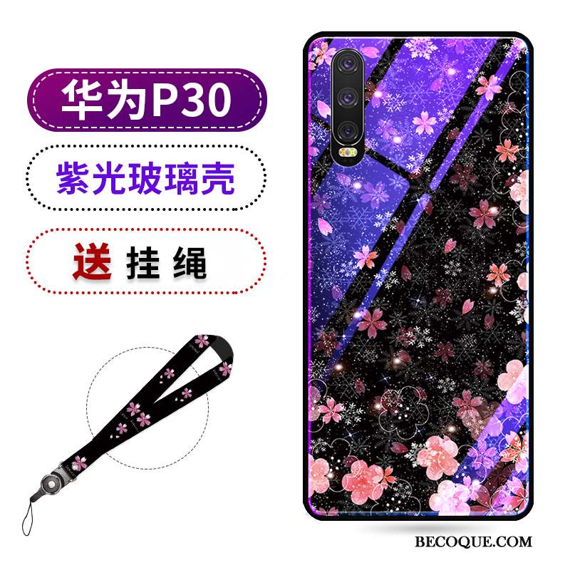 Huawei P30 Coque Tendance Net Rouge Protection Nouveau Sakura Violet